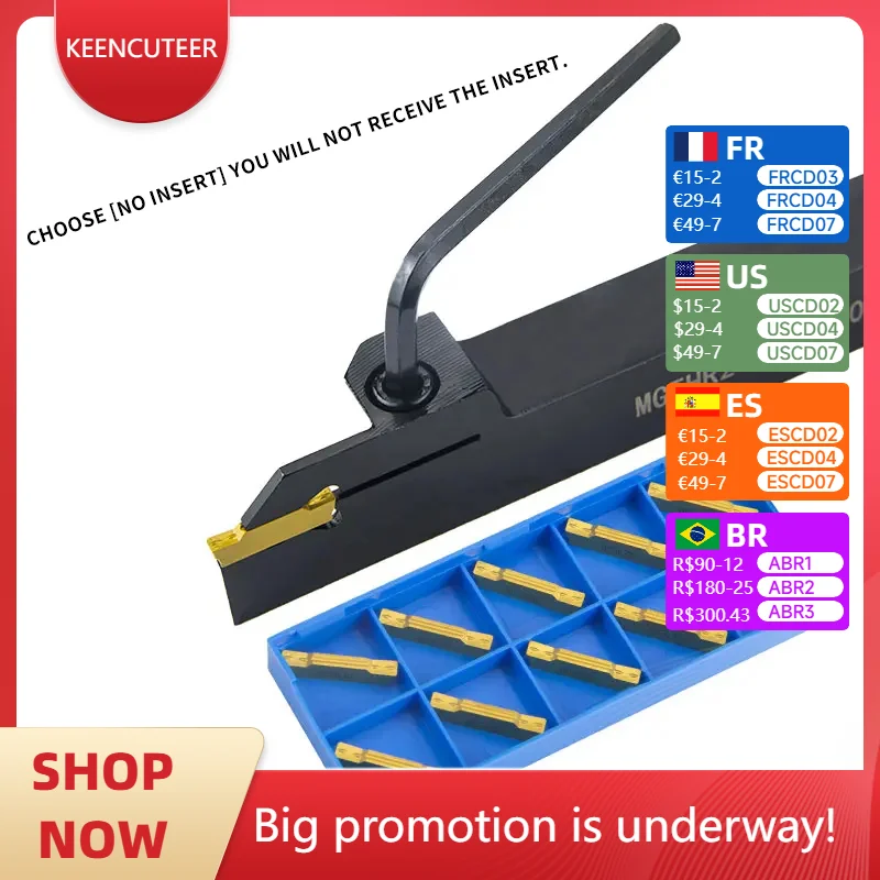 

MGEHR2020-3/4-300 MGEHR2525-3/4/5 MGEHR3232-4 lengthen MGEHR Grooving Turning Tool holder groove MGMN300/400/500 Carbide Insert