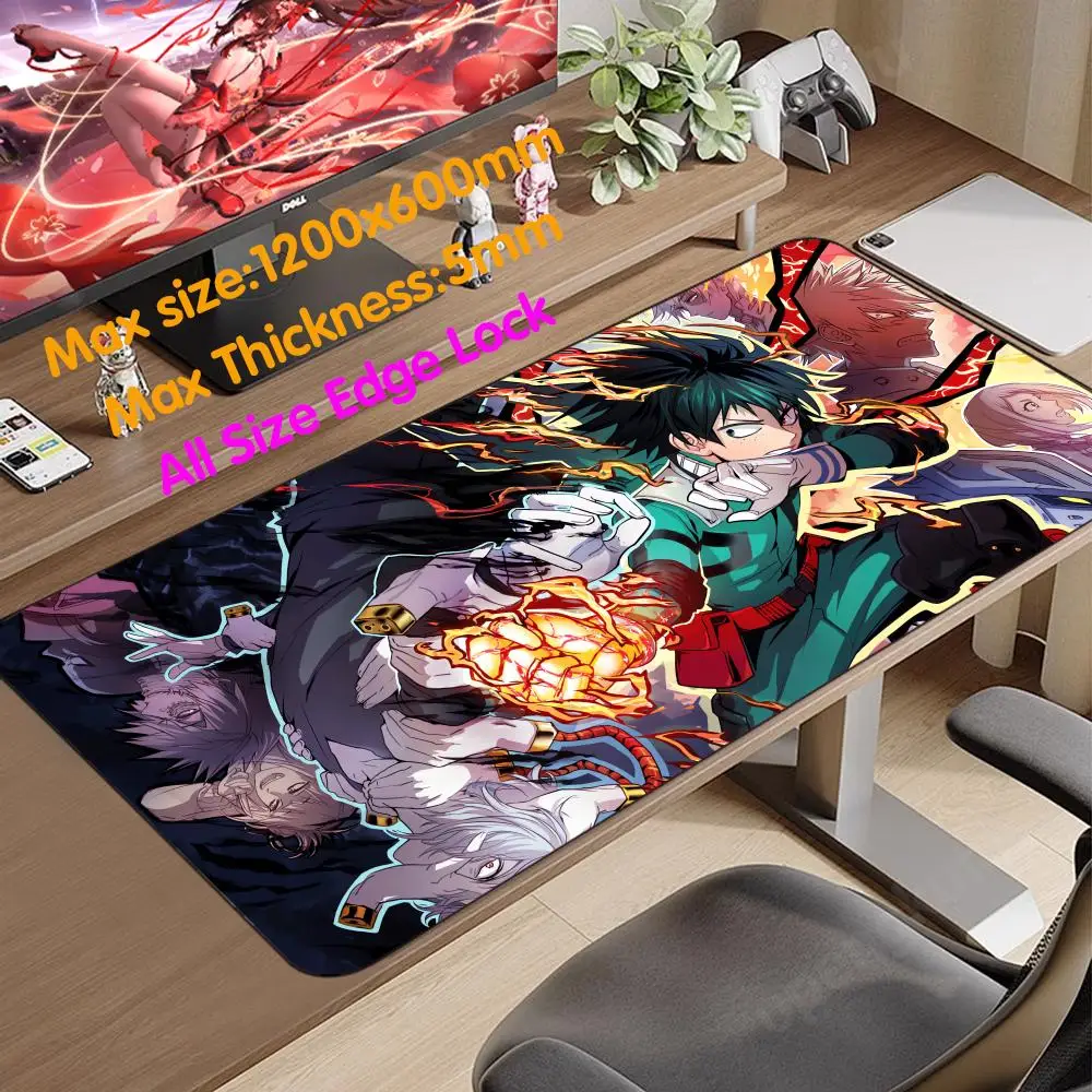 

M_my H_hero A_academia Mouse Pad 1200x600 Gaming Desk Mat Carpet Mouse Pad 5mm Thicking Super Big Large Desk Mat All Desk Protec