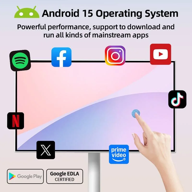New S01T 21.5 inch Android 15 Movable Smart Screen, 1920*1080 IPS Touch Display, 8-core CPU 64GB Tablet, 4-6 Hours Battery Power