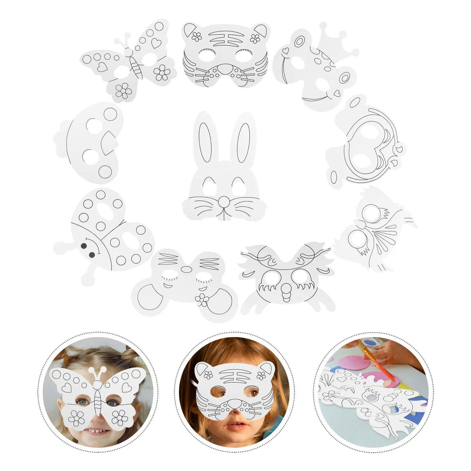 

Набор масок для дня рождения и карнавала: заготовки для декорирования в виде животных, для детских костюмированных вечеринок и косплея