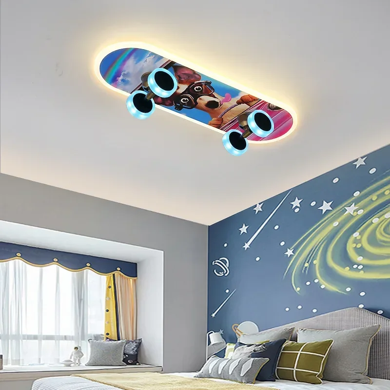 

Modern Skateboard Led Ceiling Lamp Children's Room Chandelier Lighting Smart Dimmable Lights For Kid's Room Bar Loft Lamparas