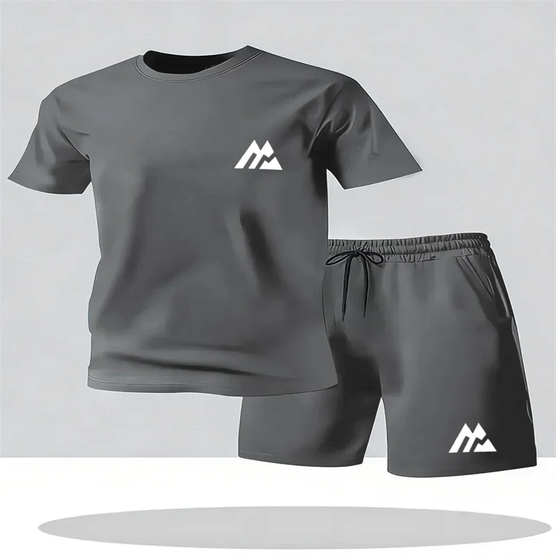 Men's Fashion Street Short Sleeve Set Men's Sports Shirt Set Men's Round Neck Short Sleeve Shorts Sports Set 2-piece Set 5