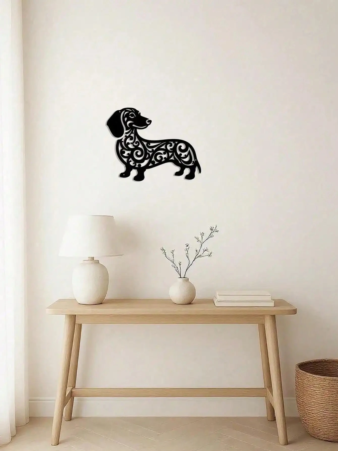Interesting Welded Metal Wall Art Featuring a Mini Dachshund Pet Sign, Suitable for Indoor and Outdoor Wall Decoration