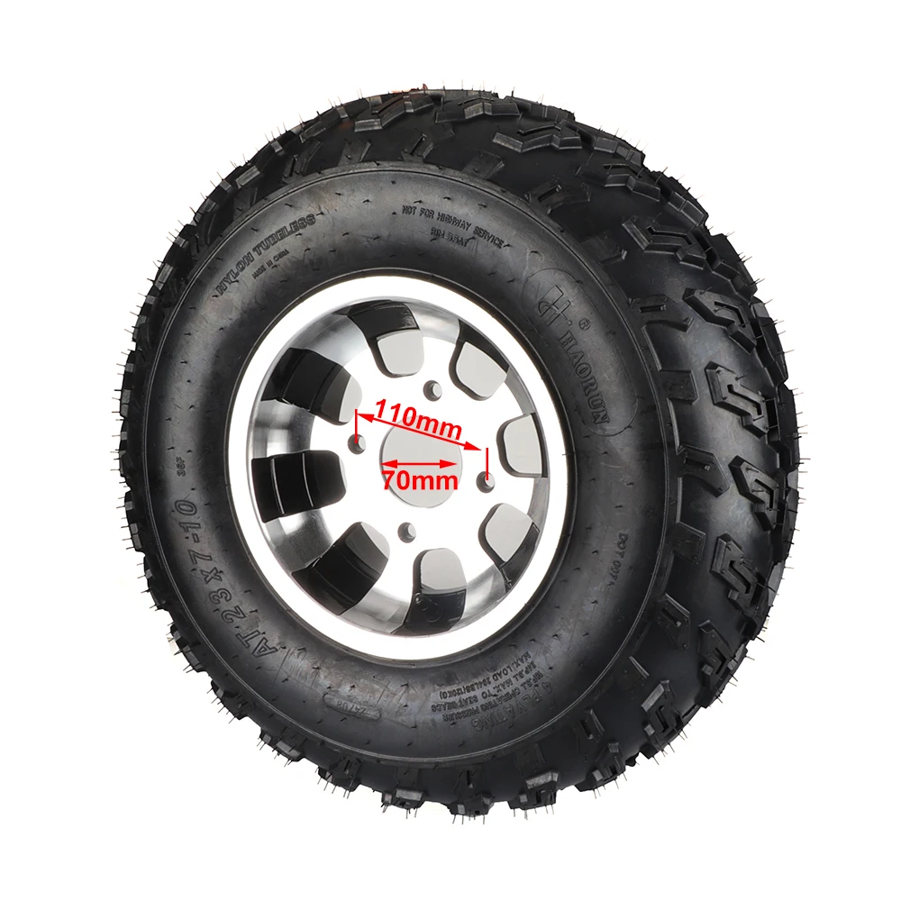 ATV 10 inch Off-road Front Wheel 23x7.00-10 Tubeless Tire With Aluminum Alloy Hub For 1254-Wheeler Go kart UTV Buggy Quad Parts