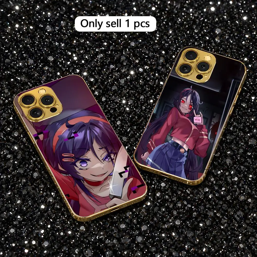 

Anime Crazy M-Mita Phone Case Gold-tone glass phone case for Apple 17, 16, 15, 14, 13, 12, 11 Por Max