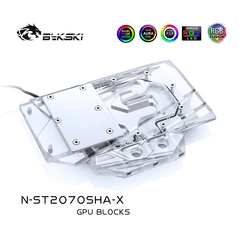 Bykski Water Block Use for ZOTAC RTX2070 SUPER 8GD6 MINI OC / Full Cover Copper Radiator Block / 3PIN 5V A-RGB / 4PIN 12V RGB