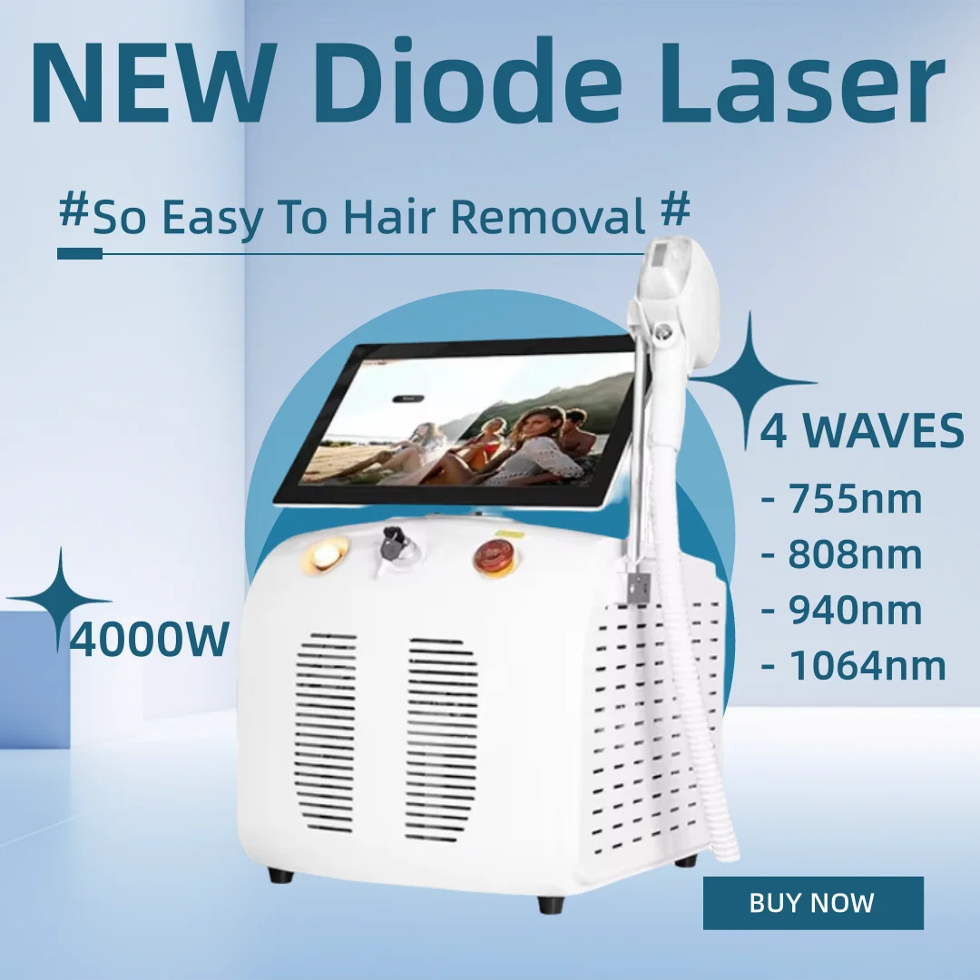 2in1 Soprano Titanium Ice Platinum Diode 755 808 940 1064nm 4Wavelength Laser ND:YAG Machine Painless Hair Removal Machine 2025