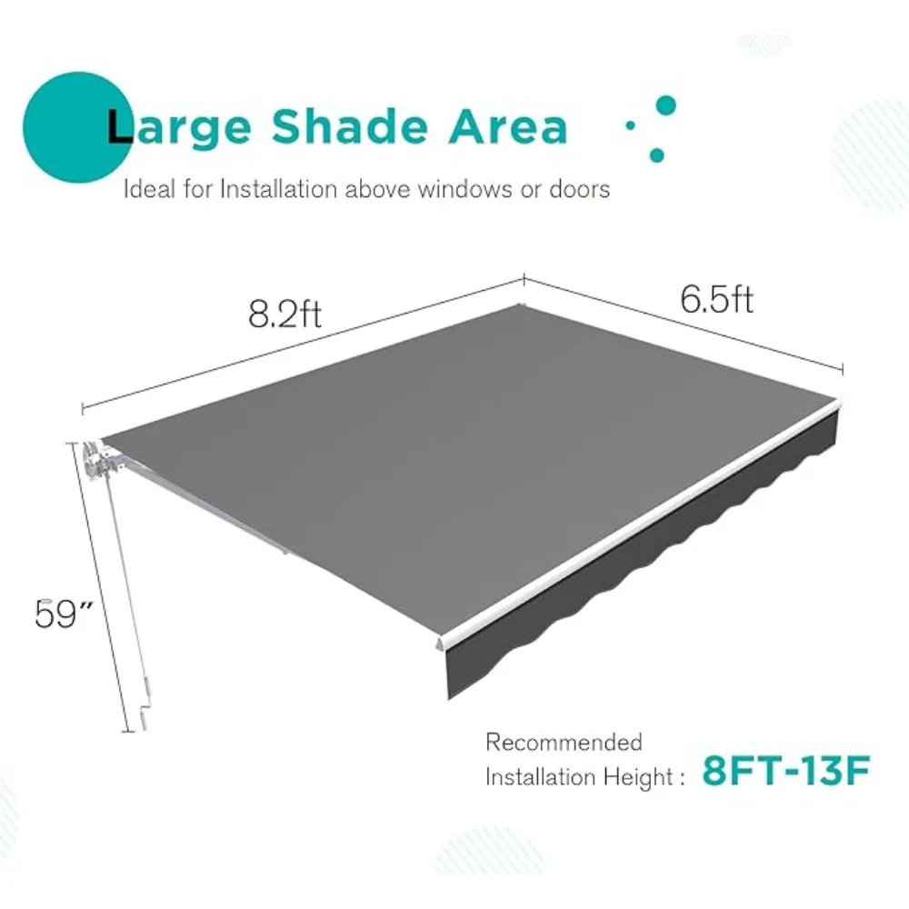 Imagem -02 - Toldo do Pátio Retrátil Manual Sun Shade Cover Outdoor Canopy Deck Manivela Manual 13x10