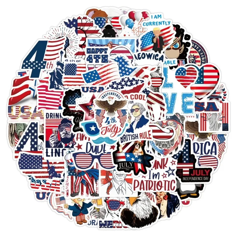 

50 pieces of cute and charming stickers, American President-themed stickers, suitable for use in Independence Day scrapbooks, notebooks and car decorations