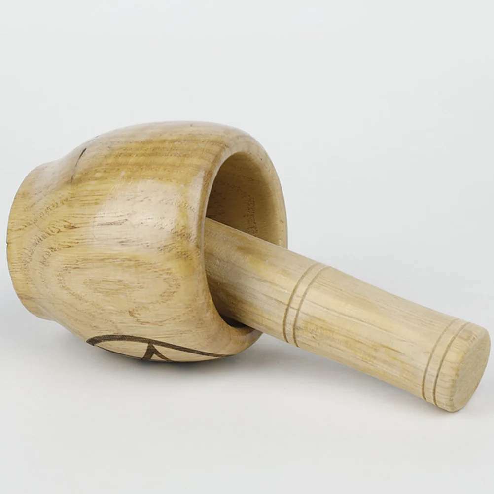 

1 set Potion 1 Wooden Garlic Mortar Pestle Grinder Smooth Surface Trick Spices Bowl Crush Pot Kitchen Household