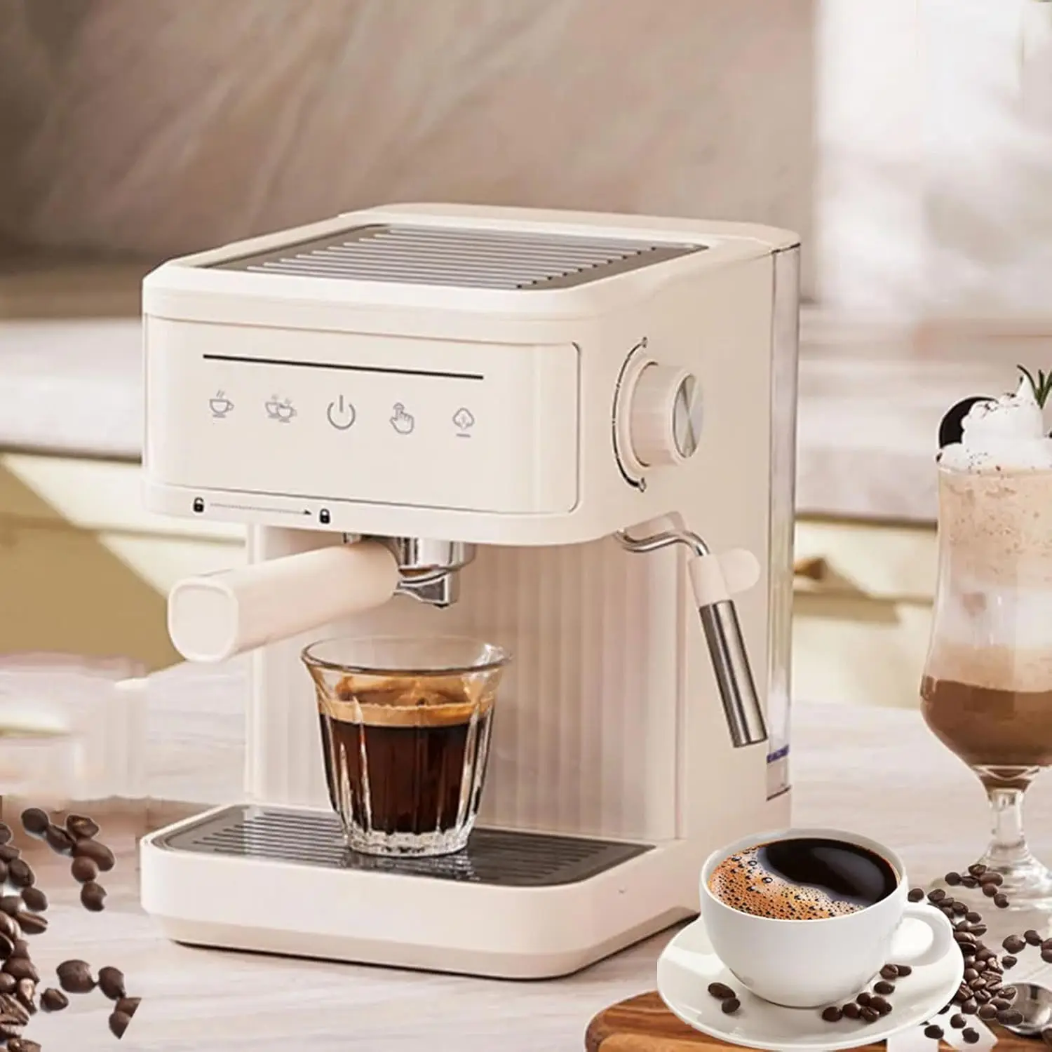 20bar Espresso Machine Ltalian Semi-automatic Coffee Machine with Steam Wand Removable Water Tank for Home Cafe