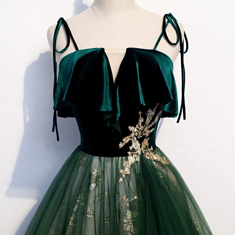 

New style banquet temperament long dark green performance chorus dress