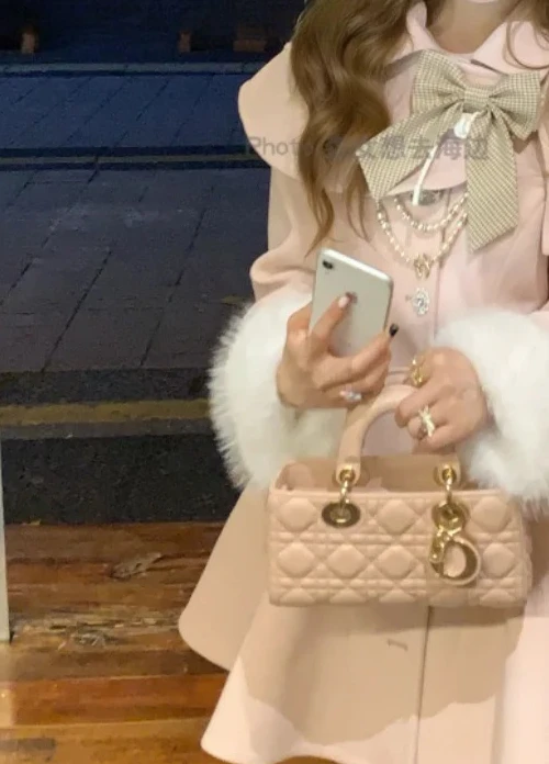 

Осень-зима, новое оригинальное светло-розовое платье-накидка с бантом для женщин, милое милое утягивающее шерстяное пальто средней длины с высокой талией для девочек