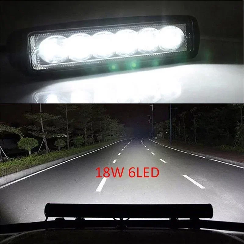 18w 6 LED Car Work Light High Bright Spotlight Universal Offroad Automobile Truck Driving Fog Headlights DRL Driving Lamp 12V