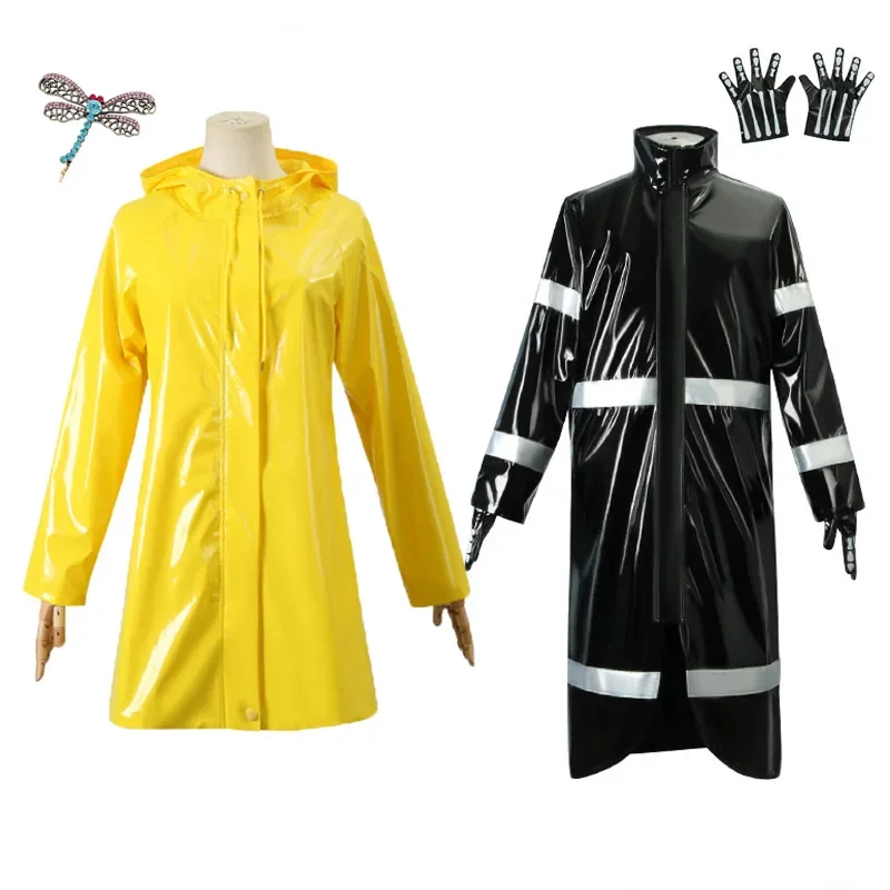 Movie Coralin Cosplay Costume Ghost Mom Coralin Black Yellow Raincoat The Secret and Door Role Play Halloween Carnival Suit