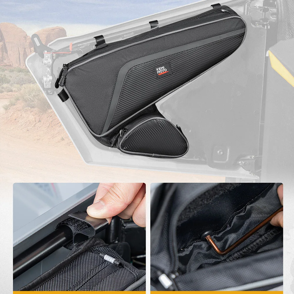 

KEMIMOTO UTV 1680D Сумка для хранения с наколенниками 70 мм, совместимая с Polaris RZR 200 2022-2025 Сумки для нижних дверей с складными дверцами