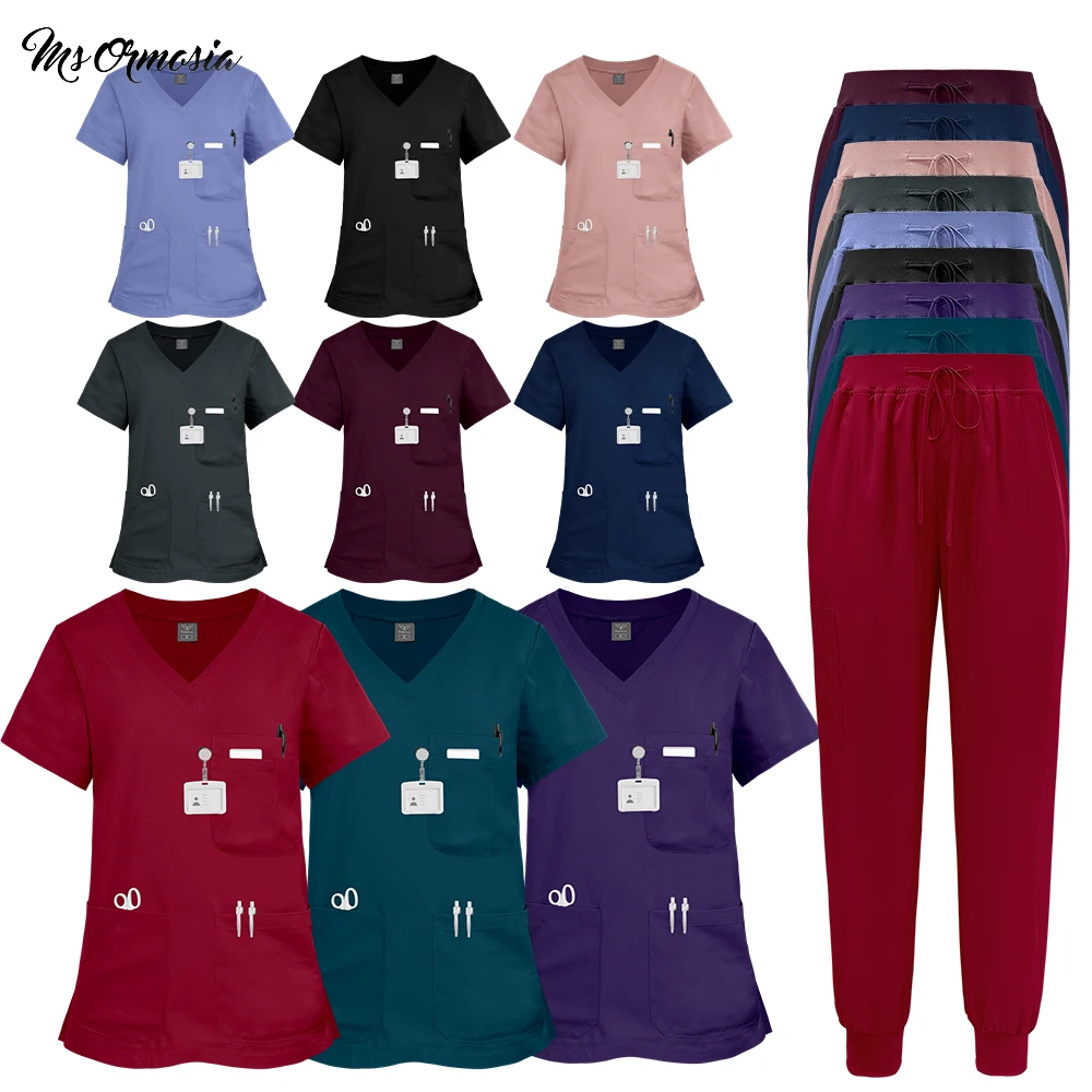 uniformes-cirurgicos-multicoloridos-camisa-de-manga-curta-calcas-roupas-para-medicos-dentistas-enfermeiros-uniformes-para-pet-shop-conjunto-de-scrubs-clinicos-medicos