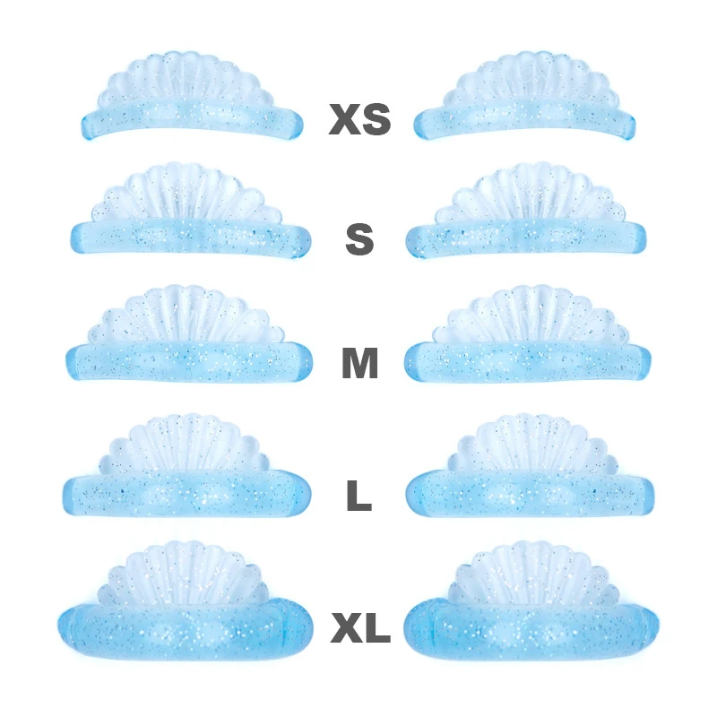 5Pairs Glitter Sky Blue Shell Shape Eyelash Extension Silicone Pads Super Soft Lash Lift Perm Pad Grafting Lashes Tools