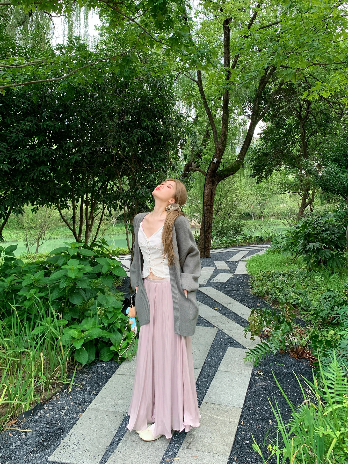 

iny Purple f-length Skirt Women's New Sle 2025 Summer High-waisted A-line Slimming Long Skirt French Sle Ci Commute