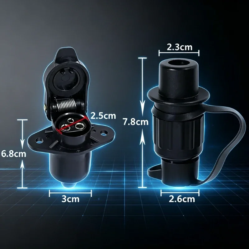 Universal 3-pin Socket Plug Connector, External Power Supply for Agricultural Tractors and Electrical Equipment