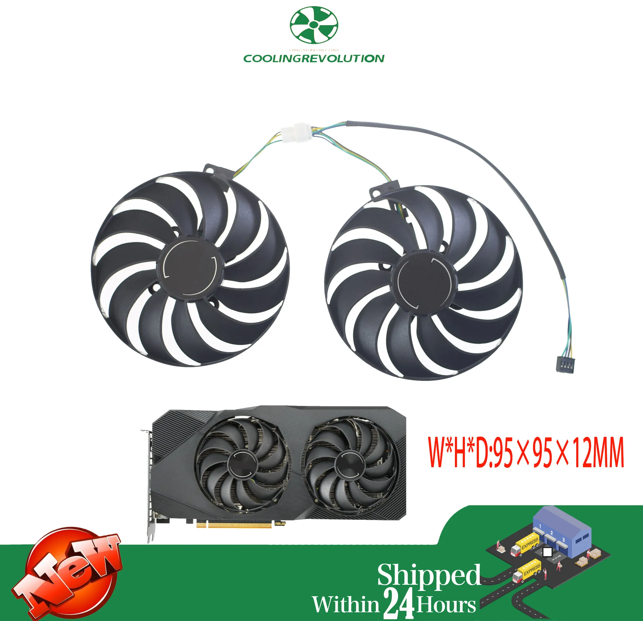 95MM T 129215 SU FDC10U12S9-C DC12V 4Pin wentylator karty graficznej dla ASUS Radeon RX 5600 RX 5700 DUAL EVO OC 255