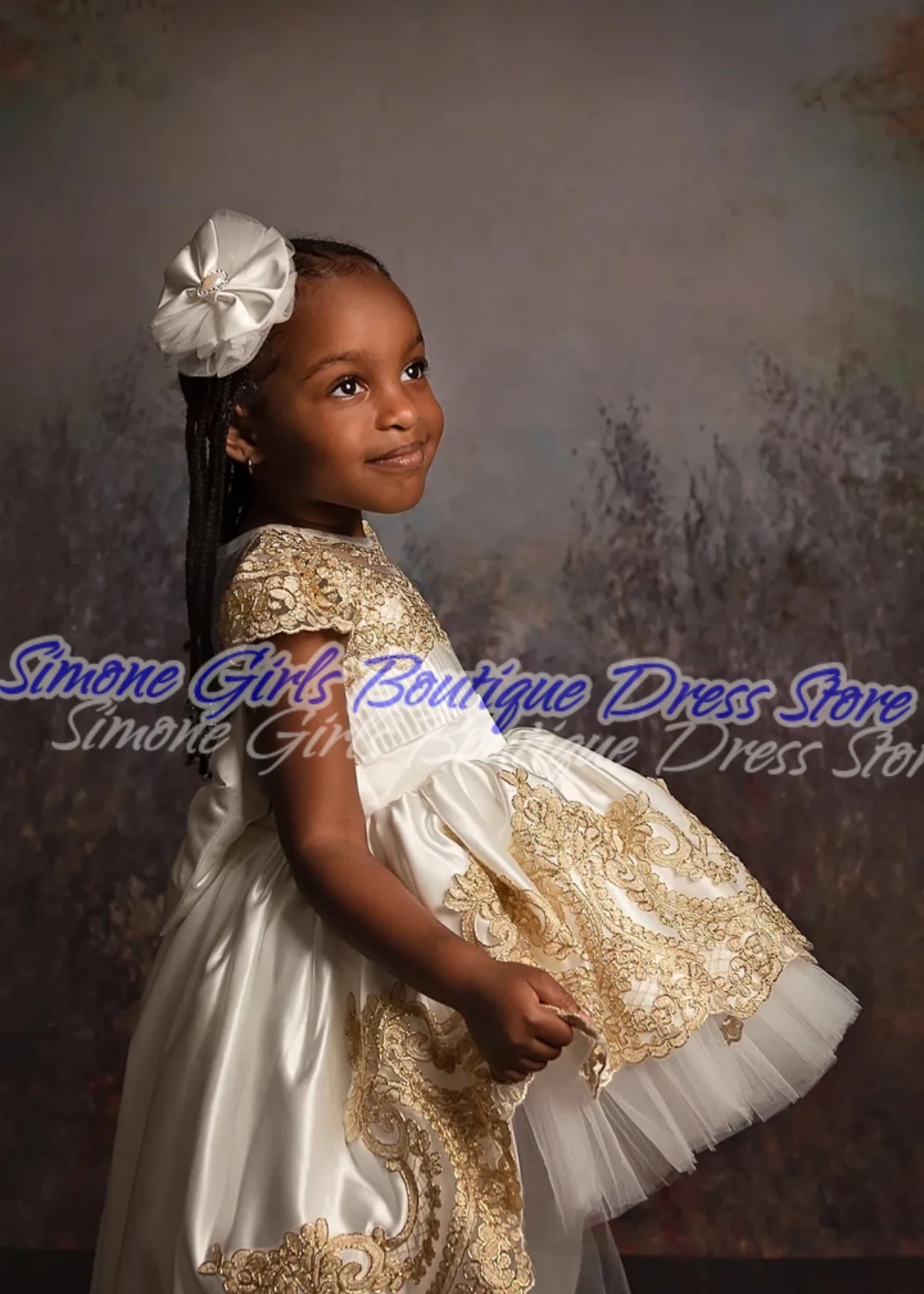 Stickerei, kurze Ärmel, Satin, Blumenmädchenkleider, elegantes Satin-Formalkleid für Mädchen, Geburtstag, Hochzeit, Kommunion, Partykleid