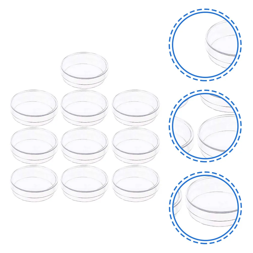 10Pcs Laboratory Plastic Petri Dishes Transparent Covers Multipurpose Plates for Plant Cell Tissue Study Science Research