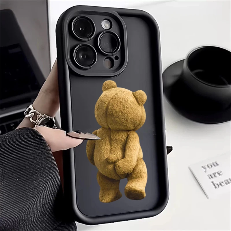 Case For iPhone 15 Pro Max Cases iPhone 13 Cases Cartoon Bear Silicone Phone Case For iPhone 14 12 11 XS XR X 7 8 Plus 15 Cover