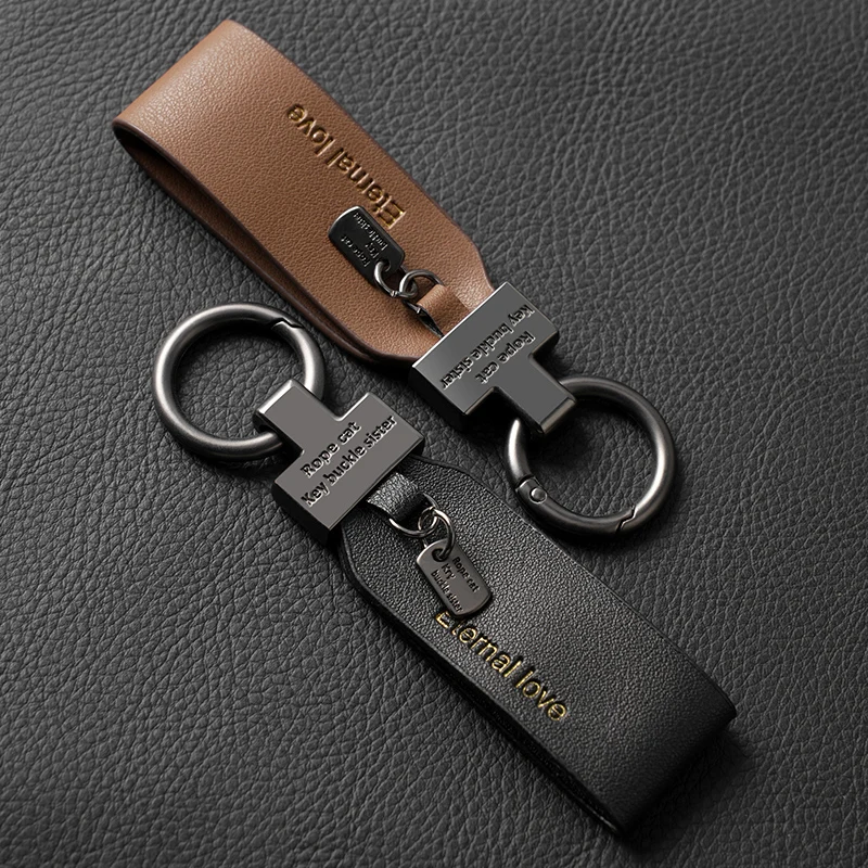 Car Keychain, Zinc Alloy Leather Keyring, Car Keychain Handle Rope, High-End Luxury Metal Keychain, Horseshoe Buckle