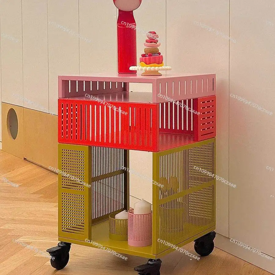 `Dopamine‑Style Mobile Storage Cabinet Cart, Multi‑Layer Rolling Locker Rack for Home Dorm Office Organizer`
