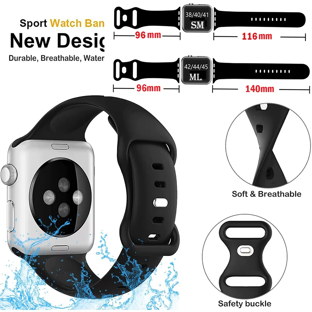 Cinturino sportivo in Silicone per apple watch Ultra 49mm series 9-8-7 41mm 45mm correa 44mm 40mm bracciale impermeabile iwatch 6 5 4 SE Strap