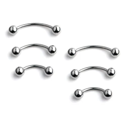 6Pcs Eyebrow Piercing Banana Shape Lip Ring Stainless Steel Curved Barbell Stud Helix Navel Cartilage Earring Body Jewelry