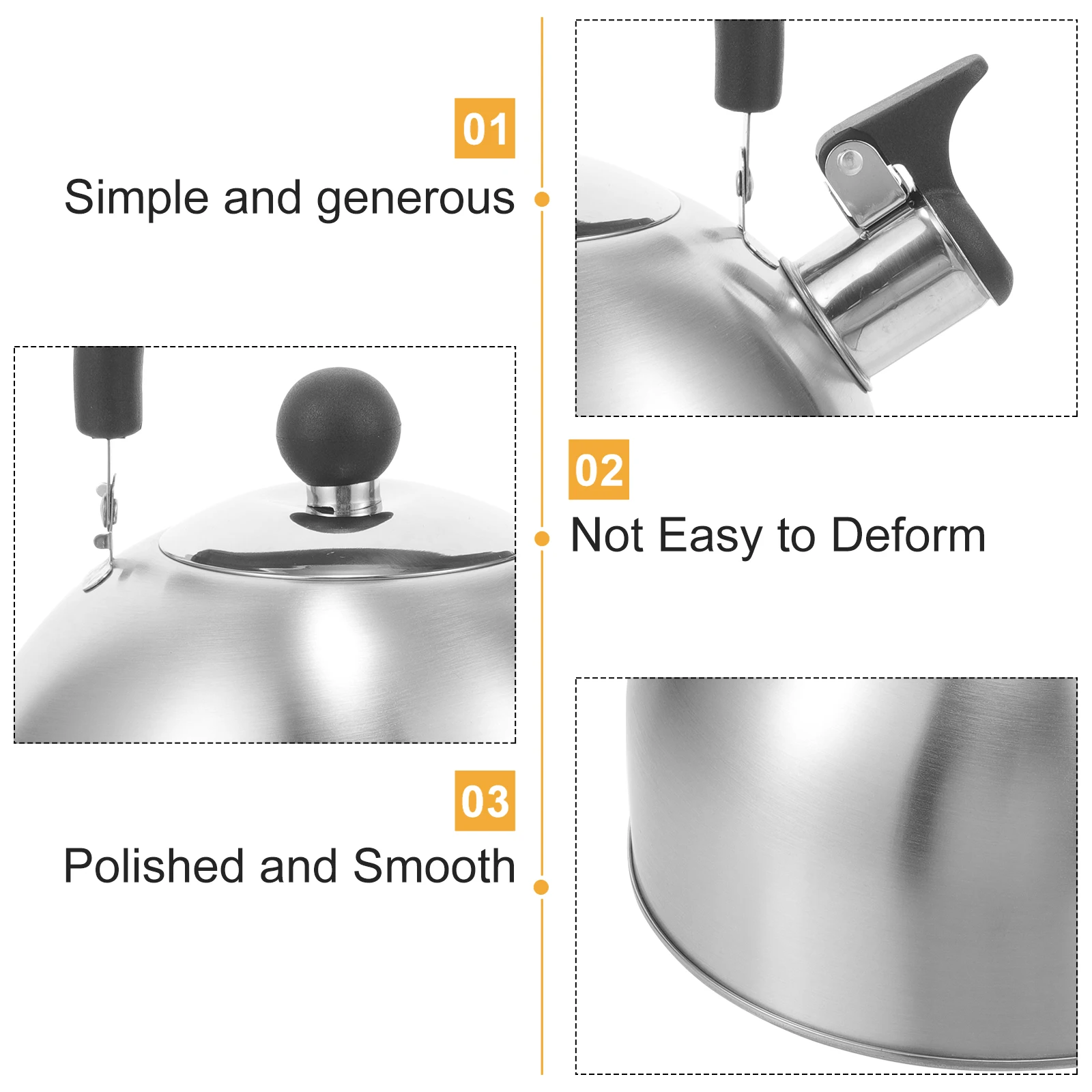 

Stainless Steel Kettle 3L Whistling Water Pot Stovetop Vintage Anti Scald Handle Tea Kettle Household Water Boiler
