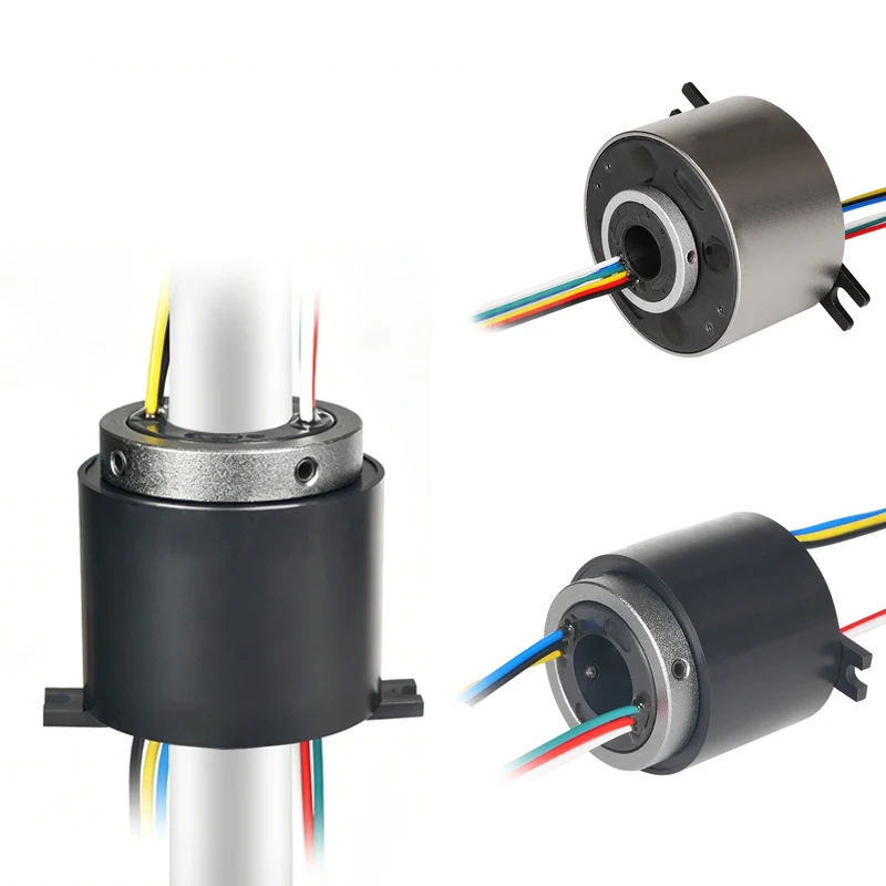 

1 шт. токосъемное кольцо со сквозным отверстием, внутренний диаметр 8/10/12,7 мм, 12В-380В, 6 каналов, 5А, токопроводящее, 360° ° Вращающийся электрический разъем