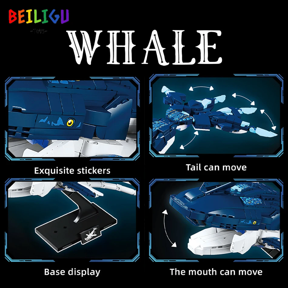 MOC Fly Dragon Warrior Whale bloques de construcción ciencia ficción película modelo ciudad construcción ladrillos juguetes para niños regalo de vacaciones