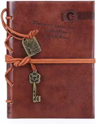 Leather Writing Journal Notebook Classic Key Bound Retro Vintage Notebook Diary Sketchbook Gifts with Unlined Travel Journals