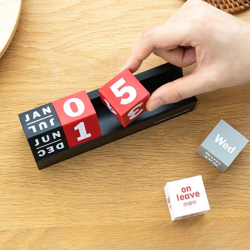 Creative Block Perpetual Calendar, Foldable Minimalist Desktop Ornament