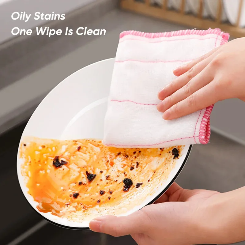 12/1pcs Kitchen Scouring Pads Super Absorbent Dishcloths Non-woven Cleaning Cloths Rags Home Dishwashing Cloth Towel Clean Tools