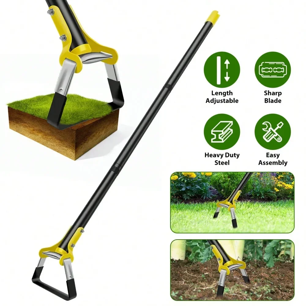 

3.93FT 5.24FT Length Adjustable Garden Rack Rustproof Handheld Stirrup Hula Rack Scuffle Loop Rack Gardening Weeder Cultivator