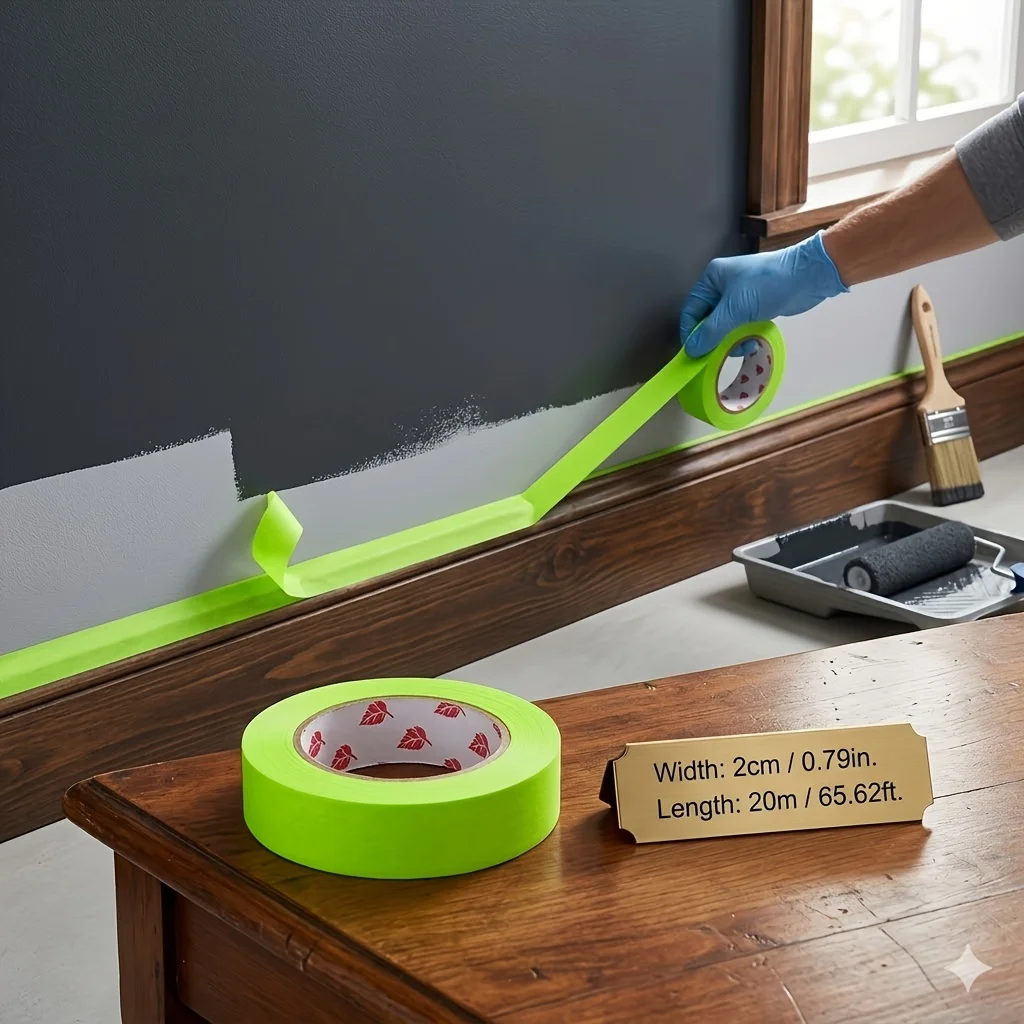 5/10Pcs Green Painters Tape 2cm x 65ft Multi-Surface Masking Tape Easy Removal Clean Peel Wall Safe Indoor Painting