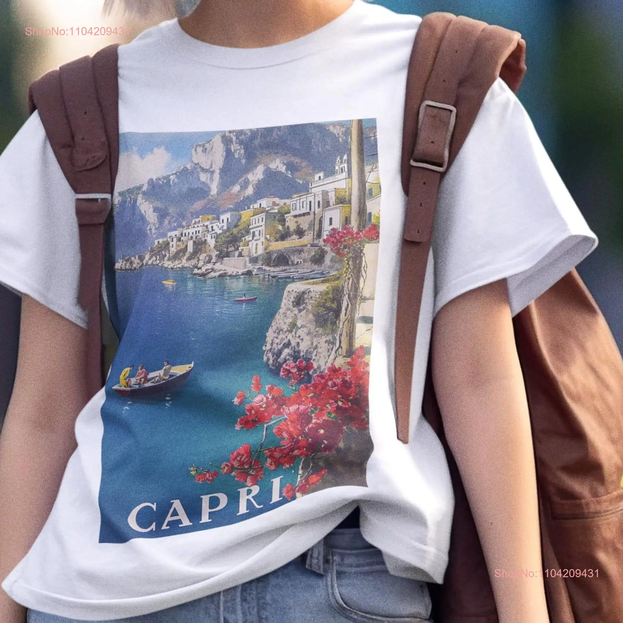 Capri T Shirt Vintage Travel Poster Print long or short sleeves