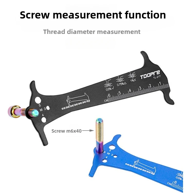 Bicycle Chain Wear Indicator Ruler Repair Tool Stainless Steel Mountain Road Bike Chain Gauge Measurement Checker Screw Diameter image 4