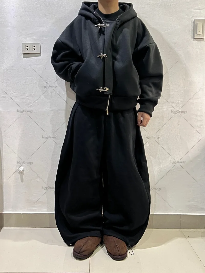 Loose Fashionable Casual Black Trousers Men Y2k American Street Trendy Brand Gothic Punk Classic Oversized Wide Leg Pants Women