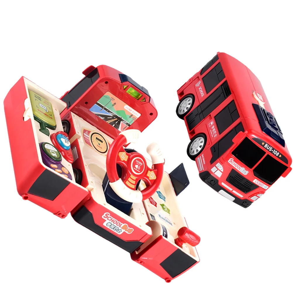 

Deformed Bus Kids Deformation School Toy Early Education Vivid Appearance Driving Car Plastic Light-up Red Color