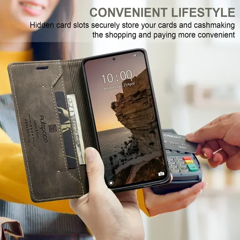 For Xiaomi 13T 14T Pro 14 5G RFID Leather Flip Magnetic Case For Redmi Note 13 14 Pro 14s 12 13C Poco X7 X6 M6 C65 Wallet Cover