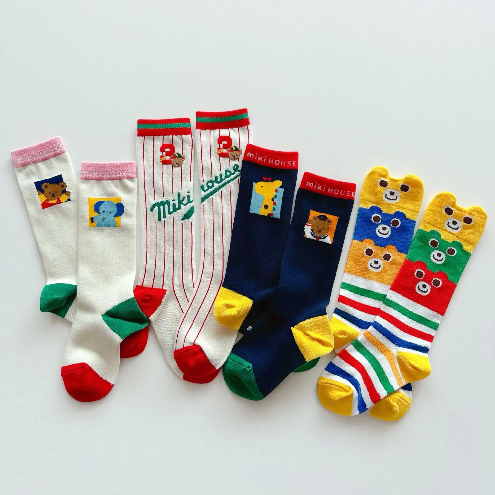 4 Pairs/lot Spring Summer Kids Cotton High Socks Over Knee for Girls Boys Kids Combed Cotton Long Socks 3-8T Foot Length 16-19CM