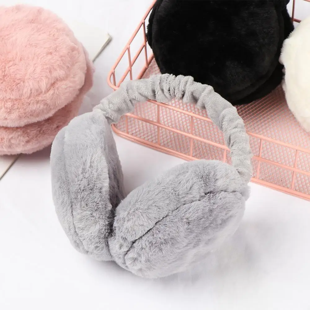 Autumn Winter Warm Earmuffs for Women Men Portable Foldable Earflap Fashion Solid Color Ear Warmer Comfortable Plush Ear-Muffs