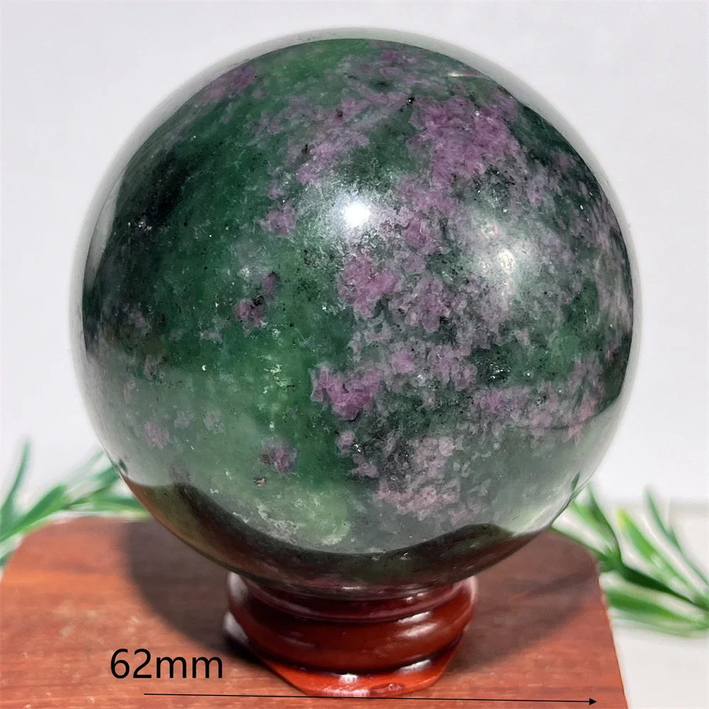 Ruby With Zoisite Sphere Ball Tourmaline Natural Crystal Minerals Geode Energy Home Decoration Reiki Healing Gemstone+Stand