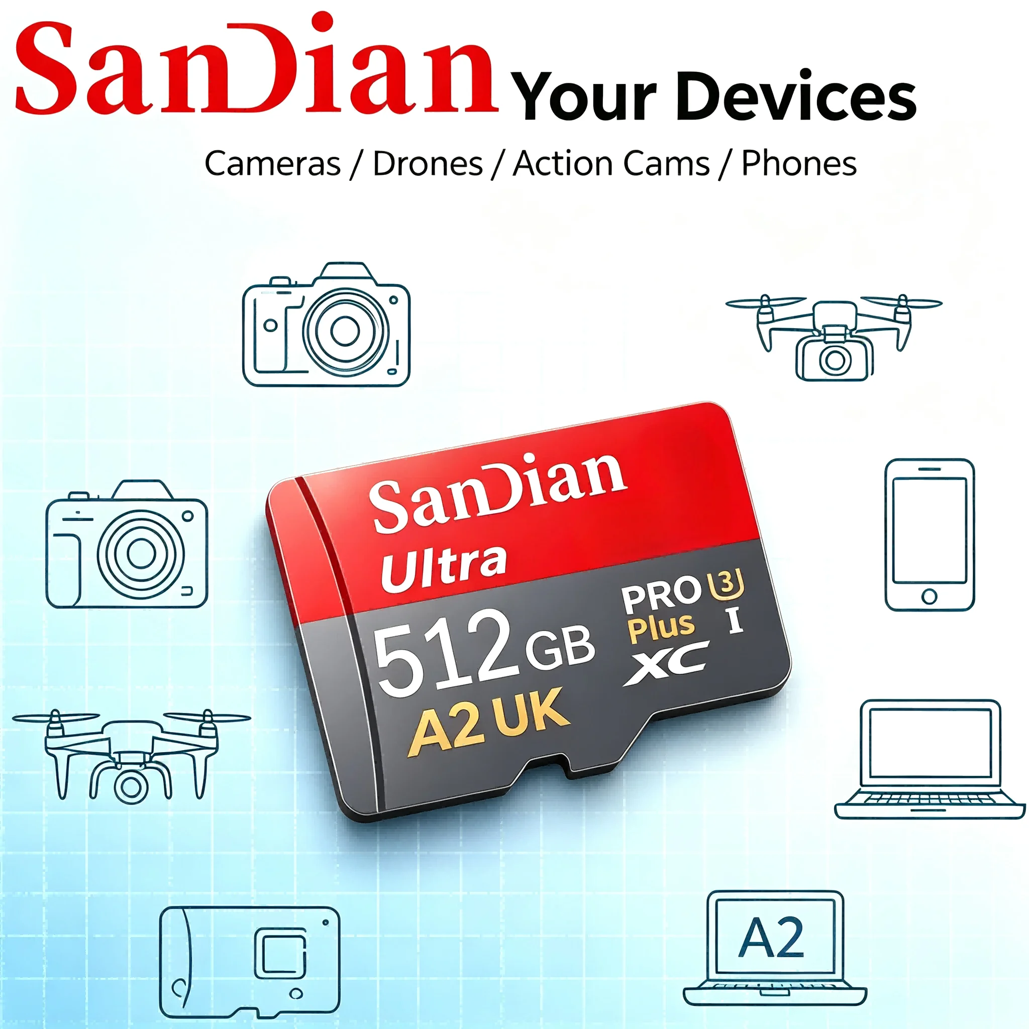 Plus Memory Card 64GB 256GB Micro TF SD Card 32GB SD Cards 128GB TF Cards U3 A2 for Camera/E-Reader/Phone/Recorder/Speaker