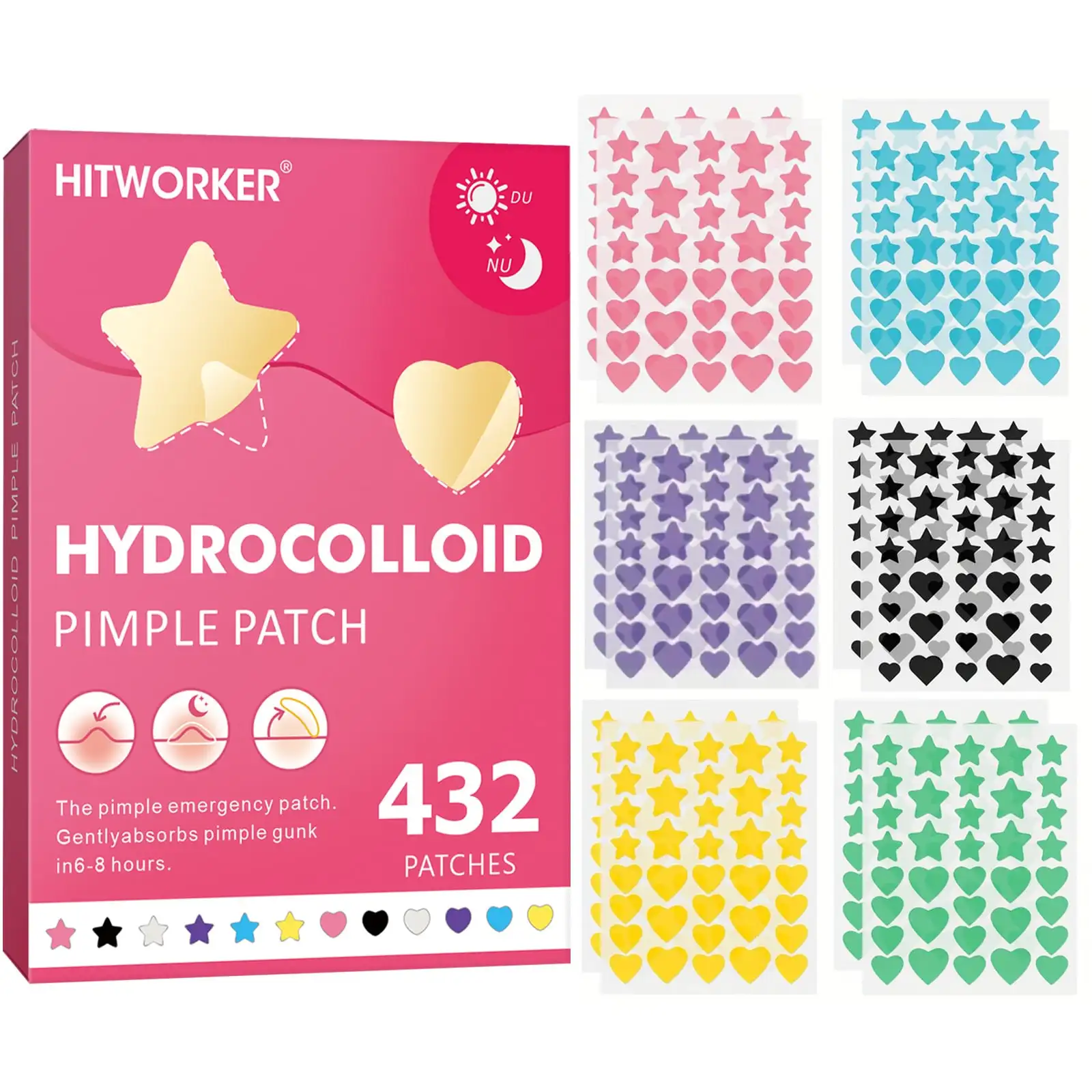

432//Box Star shaped Acne Patch Set - Deep Cleansing High Quality Water based Acne Stickers, Gentle and Skin friendly